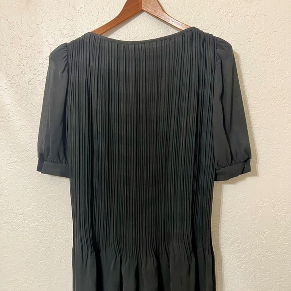 VTG JODY CALIFORNIA Women's Black Pleated Puff Sleeve Sheath Dress - Picture 6 of 6